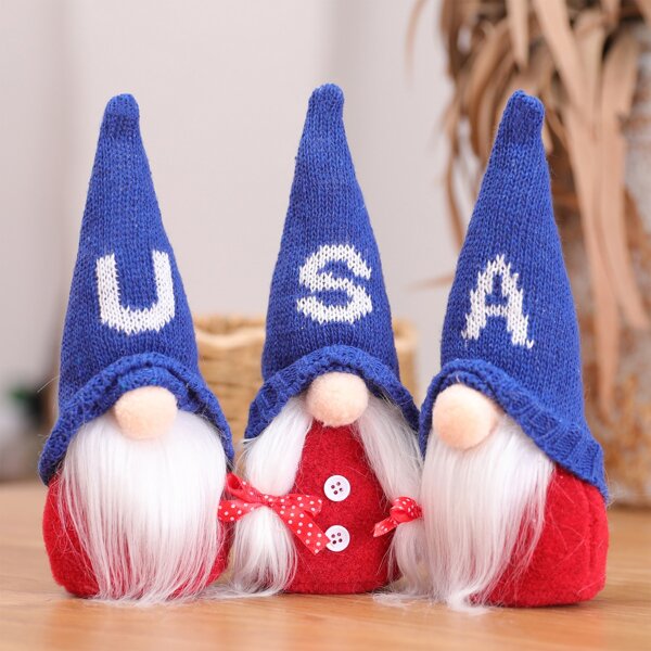 

3pcs Independence Day Plush Dwarf Decoration, Multicolor