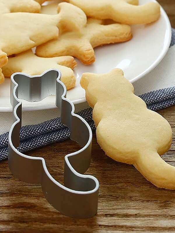 1pc Cat Shaped Biscuit Mold, Cartoon Cookie Cutter, Aluminum Alloy Biscuit Press Mold For Baking