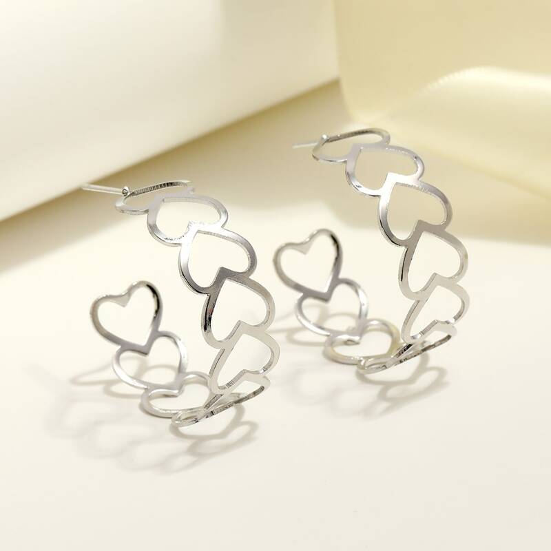 

Chain Hoop Earrings, Silver