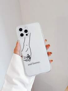 2入組組情侶牽手圖案透明手機殼相容於 iPhone15/15Plus/15Pro/15Promax - 無色 - 查看 3