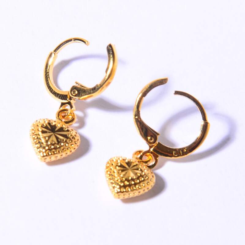 

Heart Drop Earrings, Gold