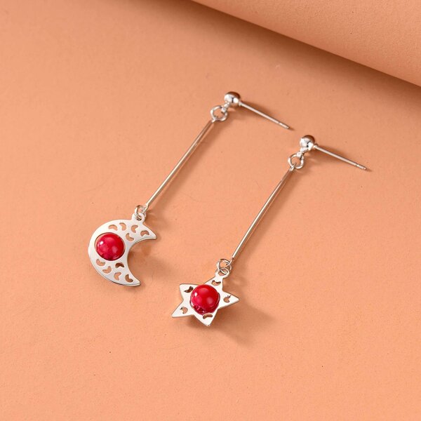 

Star & Moon Drop Earrings, Silver