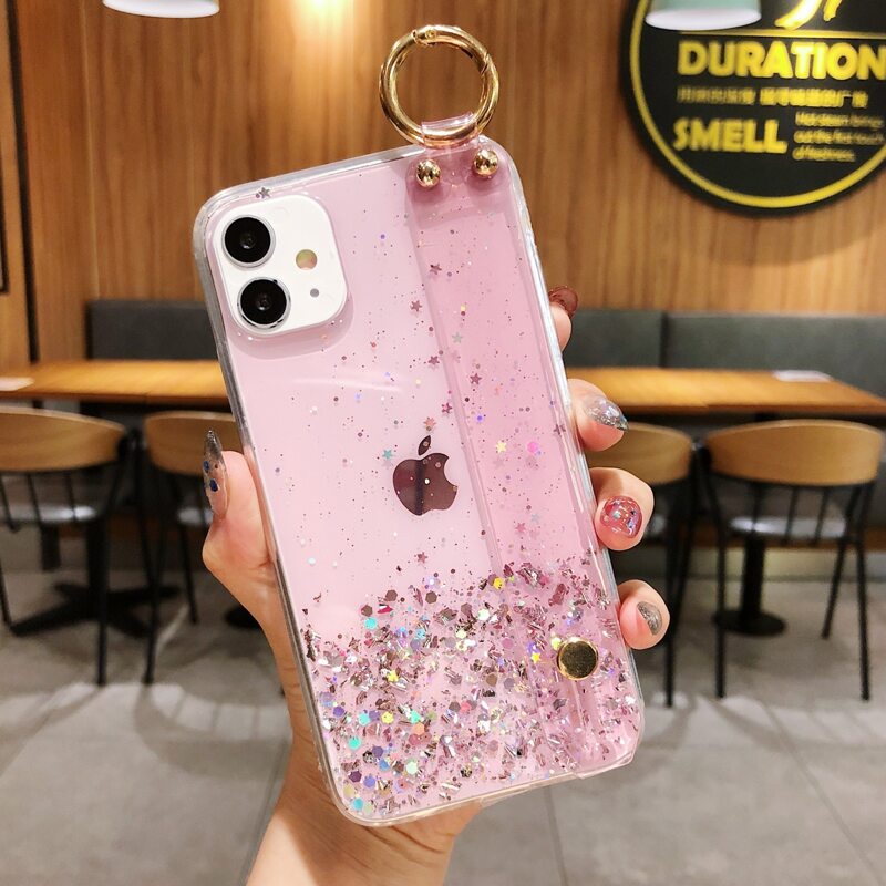 

Clear Hand Strap Phone Case, Pink