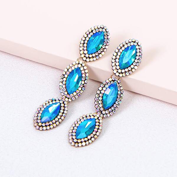 

Rhinestone Drop Earrings, Blue