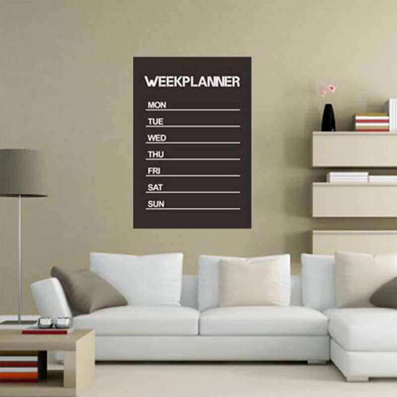 

1pc Weekly Plan Chalkboard Sticker, Black