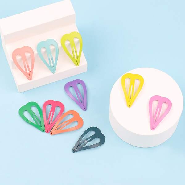 

10pcs Toddler Girls Plain Hair Clip, Multicolor