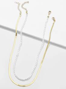 2 Miếng Ngọc trai giả Đính cườm Dây chuyền - Vàng - Xem 2