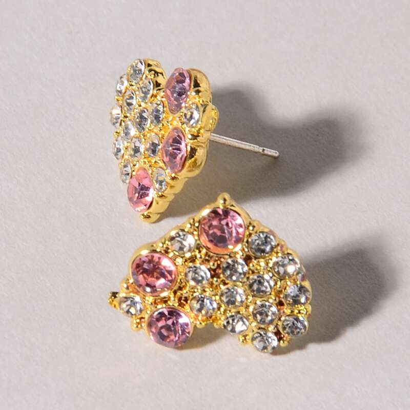 

Rhinestone Heart Stud Earrings, Multicolor