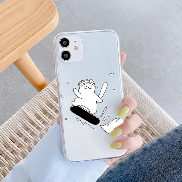 

Cartoon Cat Print Clear Phone Case