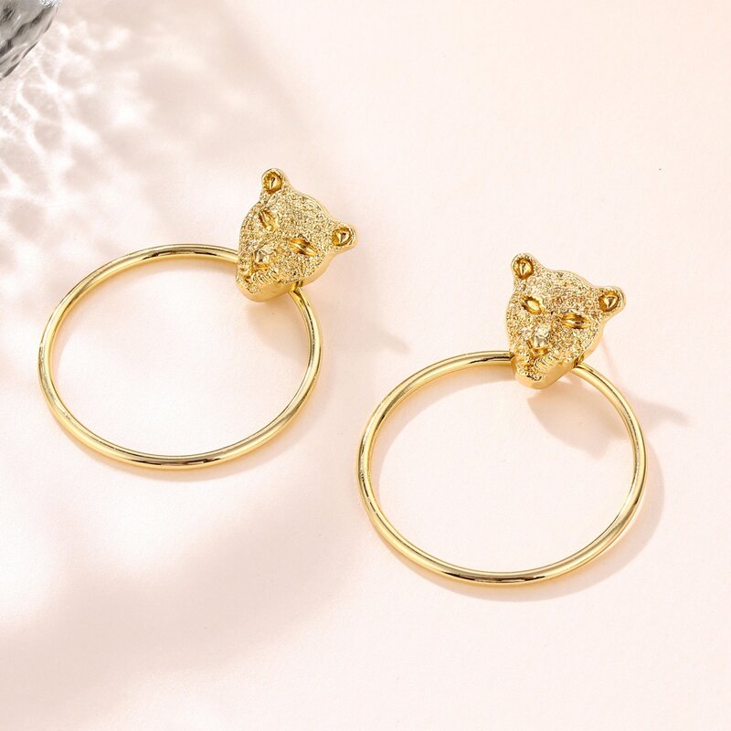 

Leopard Drop Earrings, Gold