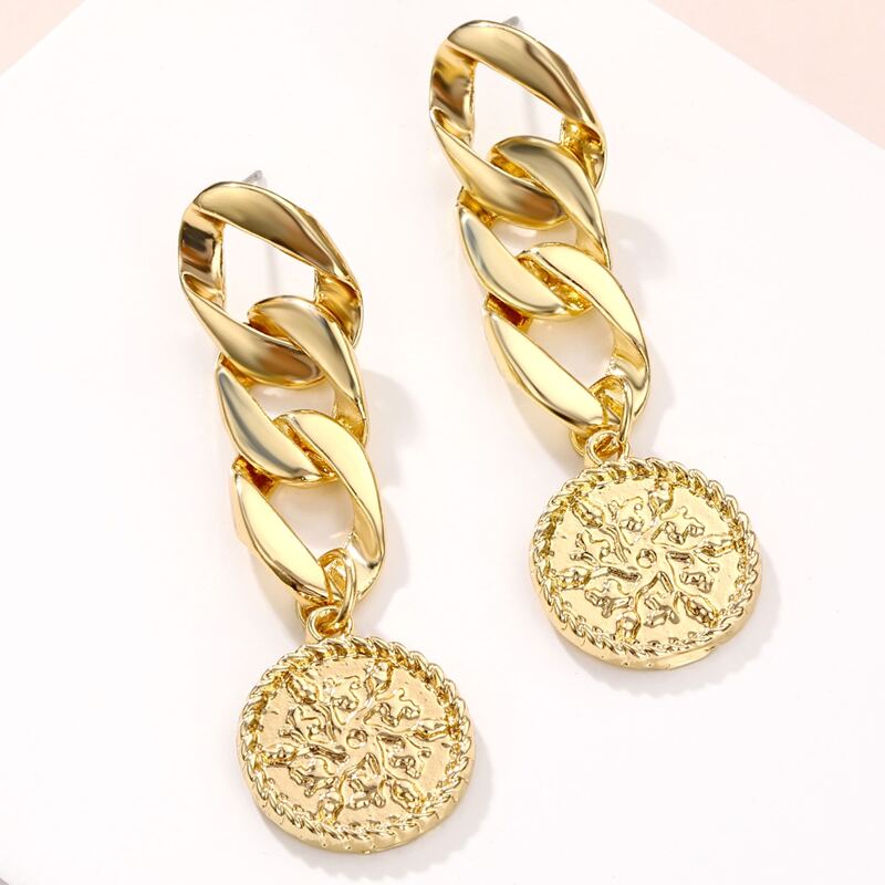 

Chain Drop Earrings, Gold