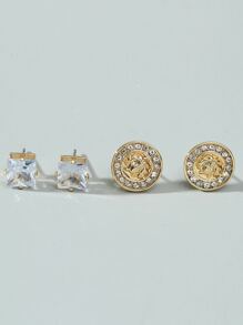 Fashionable and Popular 2pairs Men Rhinestone Decor Stud Earrings Alloy for Jewelry Gift and for a Stylish Look