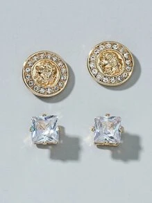 Fashionable and Popular 2pairs Men Rhinestone Decor Stud Earrings Alloy for Jewelry Gift and for a Stylish Look