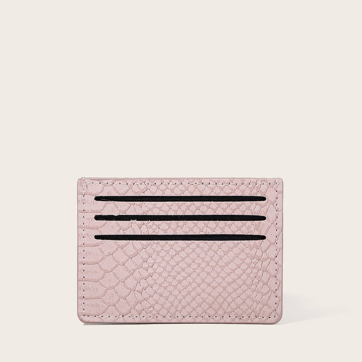 

Croc Embossed Card Holder, Baby pink
