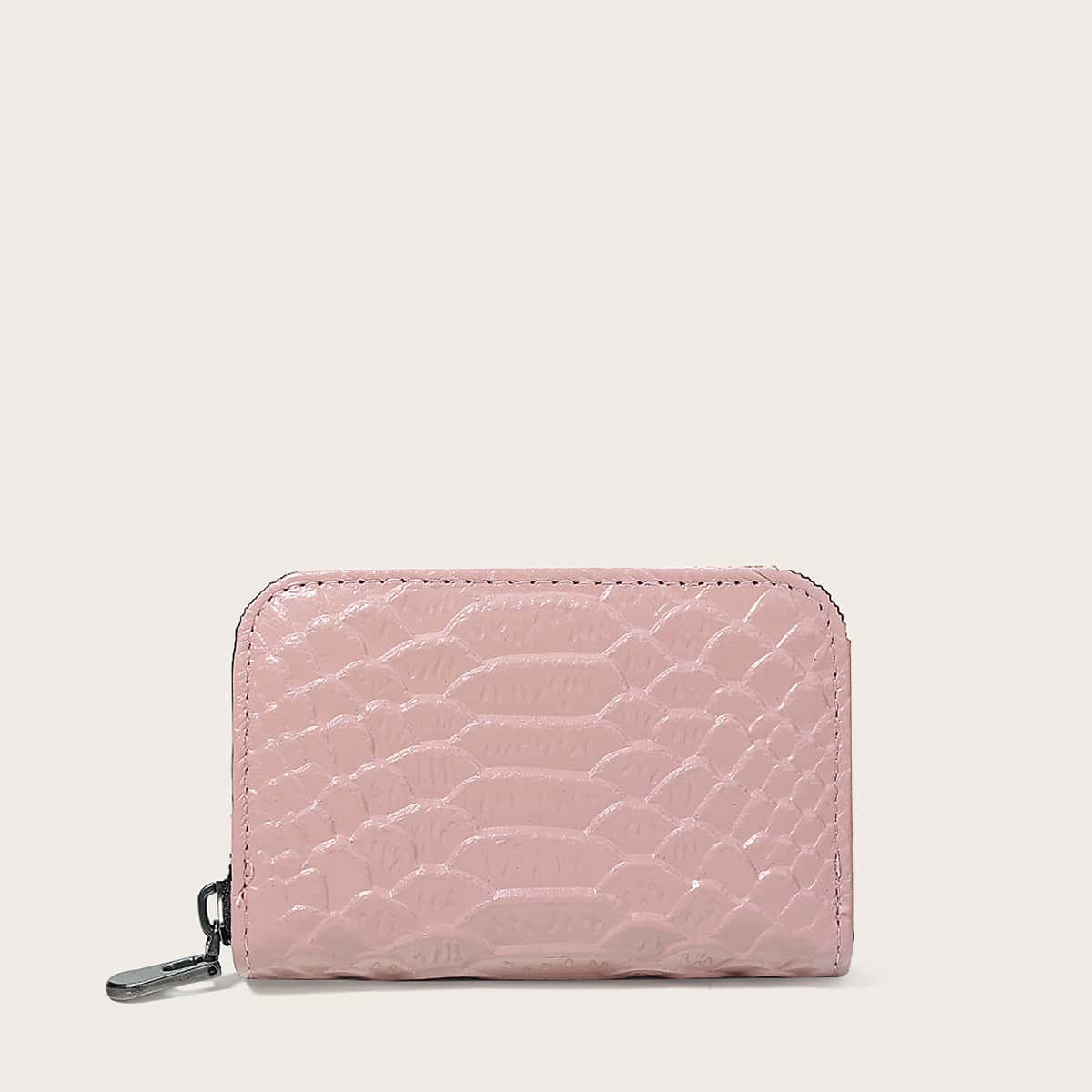 

Croc Embossed Card Holder, Baby pink