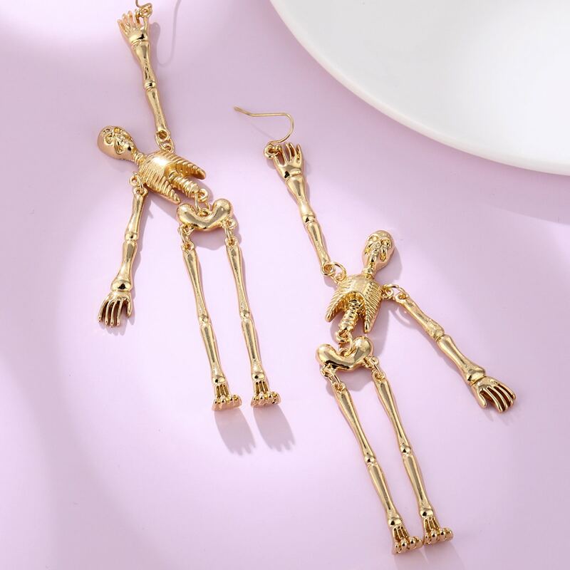 

Skeleton Drop Earrings, Gold