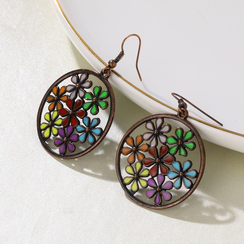 

Flower Drop Earrings, Multicolor