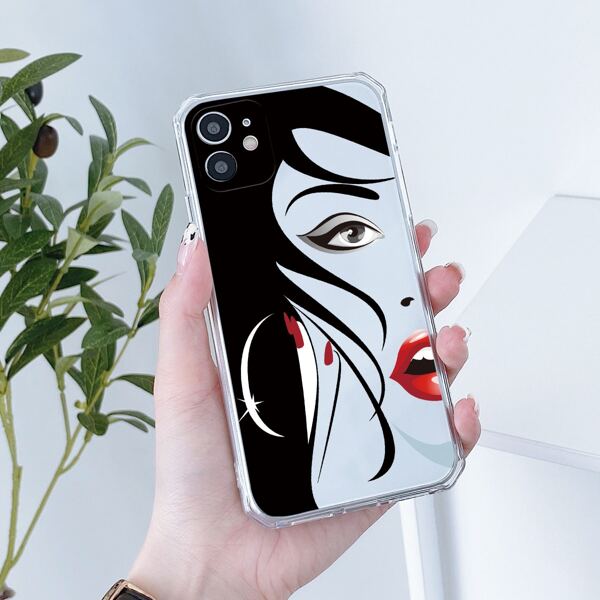 

Abstract Face Print Clear Phone Case