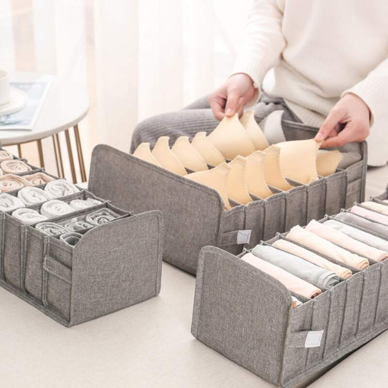 

1pc Multi-grid Underwear Storage Bag, Grey