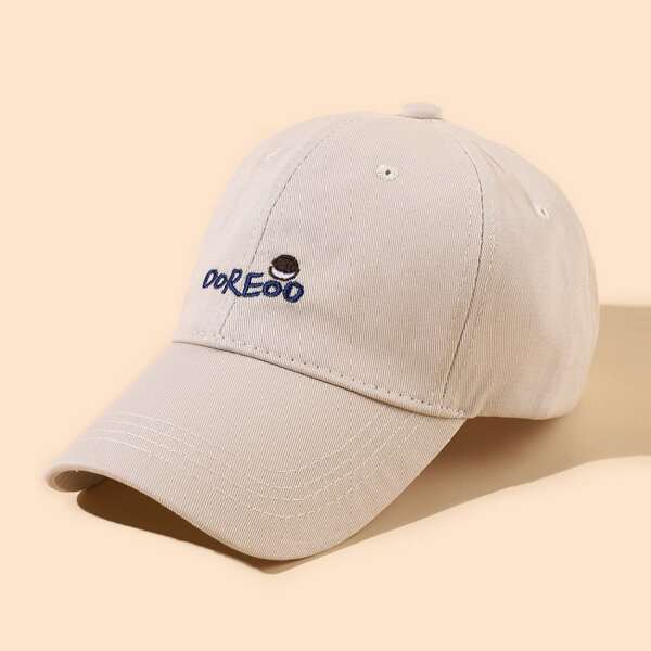 

Letter Embroidered Baseball Cap, Beige