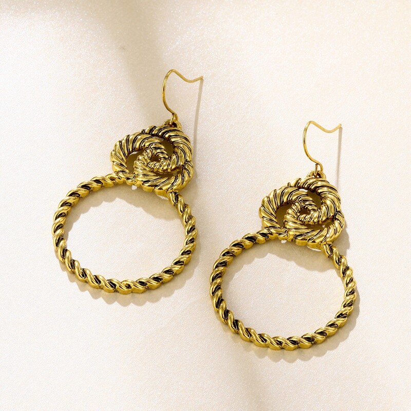 

Twist Drop Earrings, Gold
