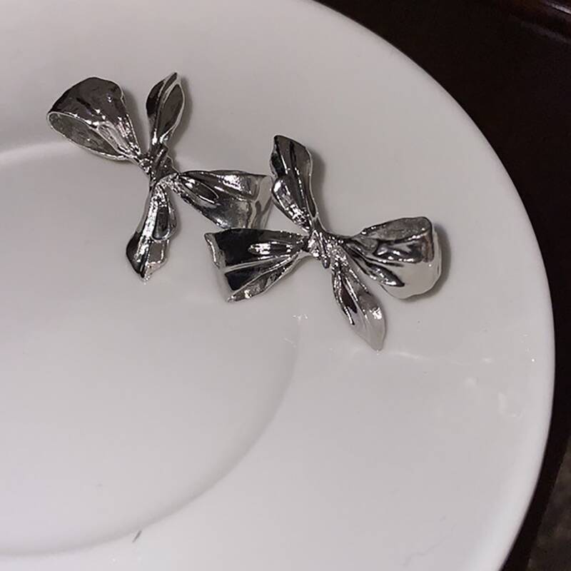 

Bow Stud Earrings, Silver
