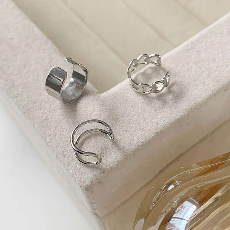 

3pcs Minimalist Ear Cuff, Silver
