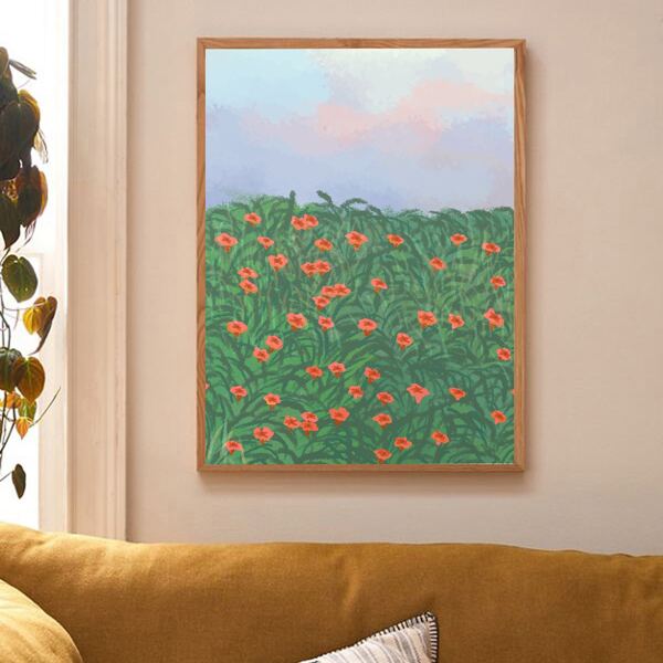 

Flower Print Unframed Painting, Multicolor