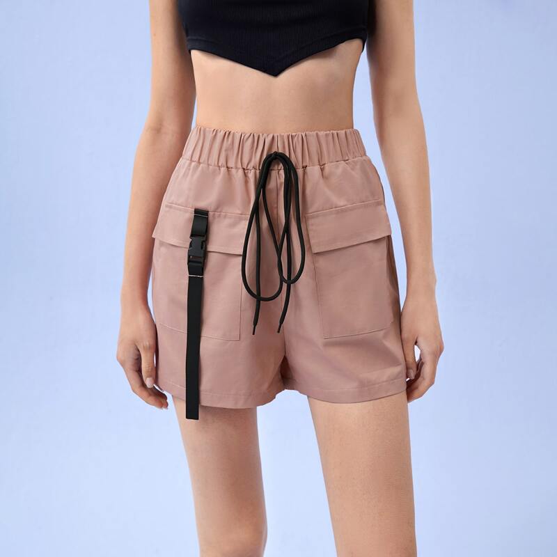 

Buckle Tape Cargo Shorts, Dusty pink