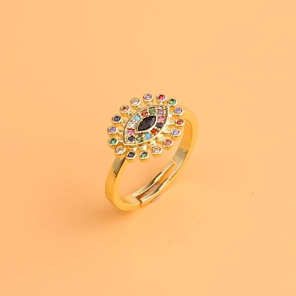 

Zircon Eye Decor Ring, Gold