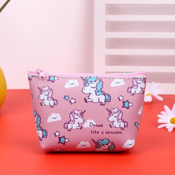 

Girls Unicorn Graphic Coin Case, Pink