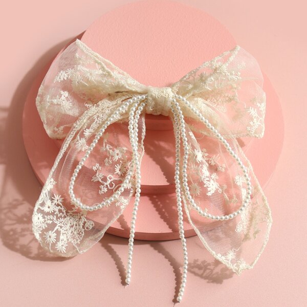 

Toddler Girls Bow Decor Hair Clip, Beige