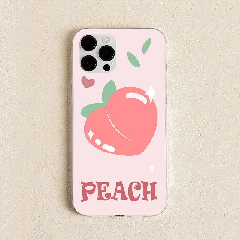 

Peach Print Phone Case, Pink