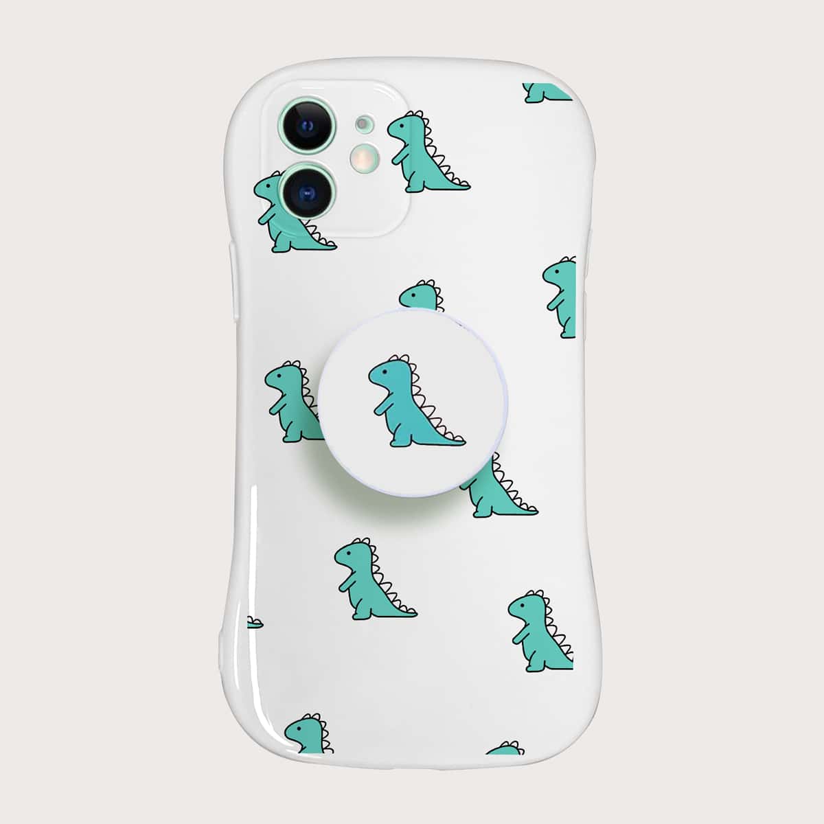 

Dinosaur Phone Case With Holder, White