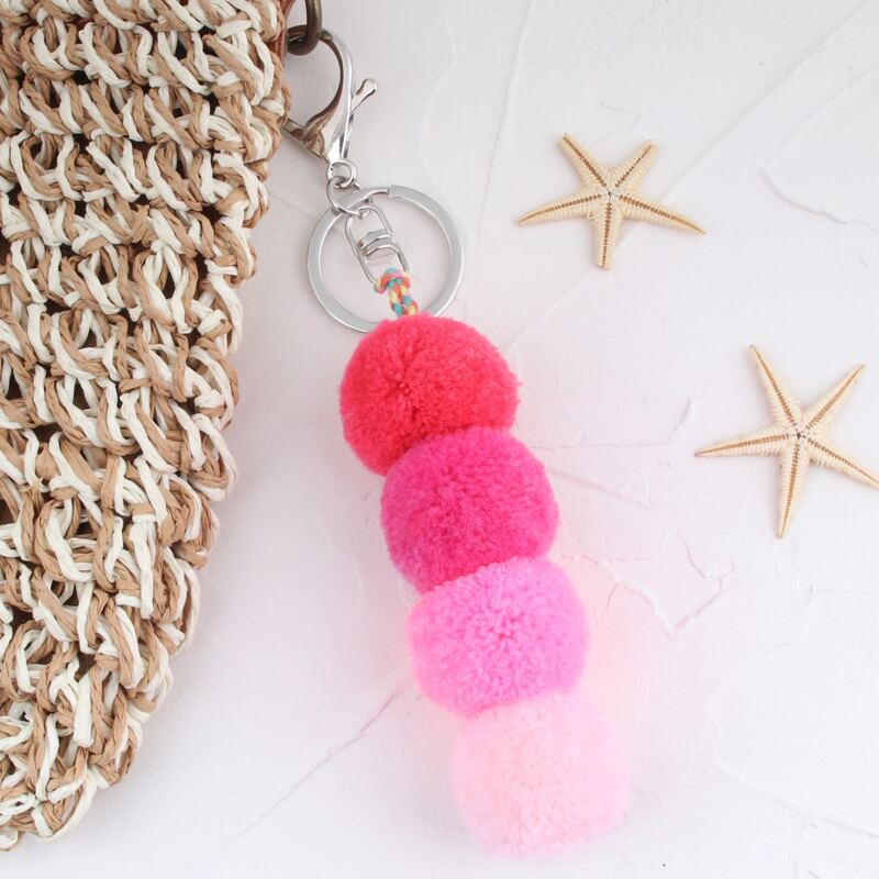 

Pom Pom Charm Keychain, Multicolor