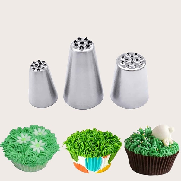 

3pcs Stainless Steel Piping Nozzle Set, Silver