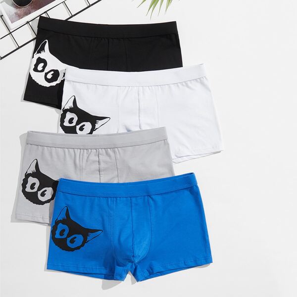 

Men 4 Pack Cartoon Graphic Boxer Brief, Multicolor