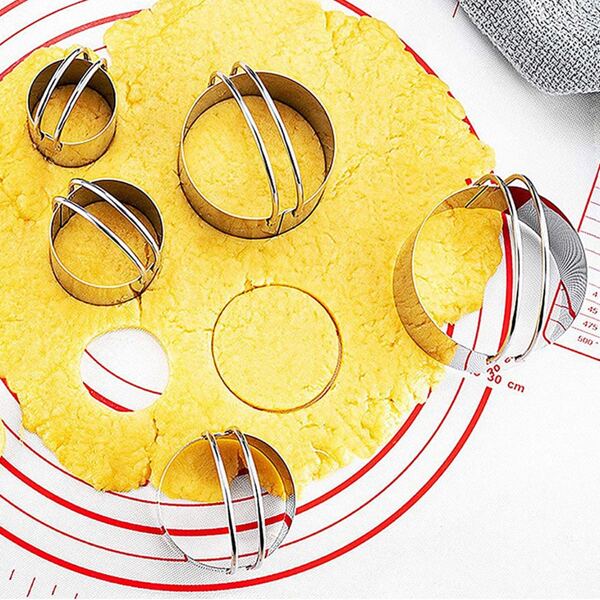 

5pcs Stainless Steel Round Mousse Cutter, Silver