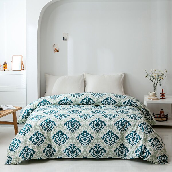 

Damask Pattern Duvet Cover Without Filler, Green