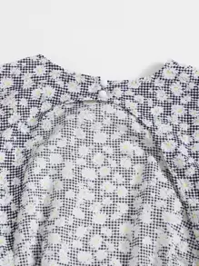 Mulvari Tied Backless Daisy Floral and Gingham Top