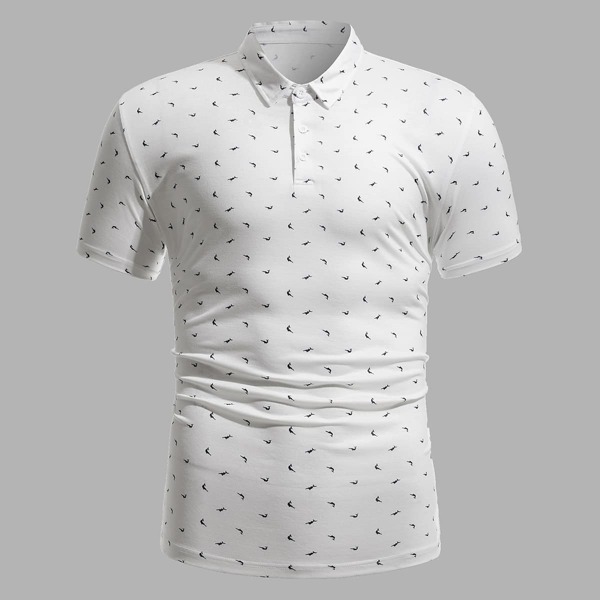 

Men Allover Print Polo Shirt, White