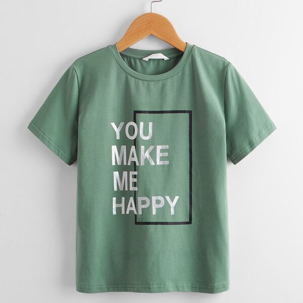 

Boys Slogan Graphic Top, Green