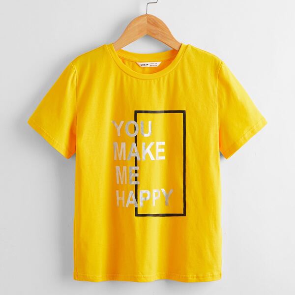 

Boys Slogan Graphic Top, Yellow