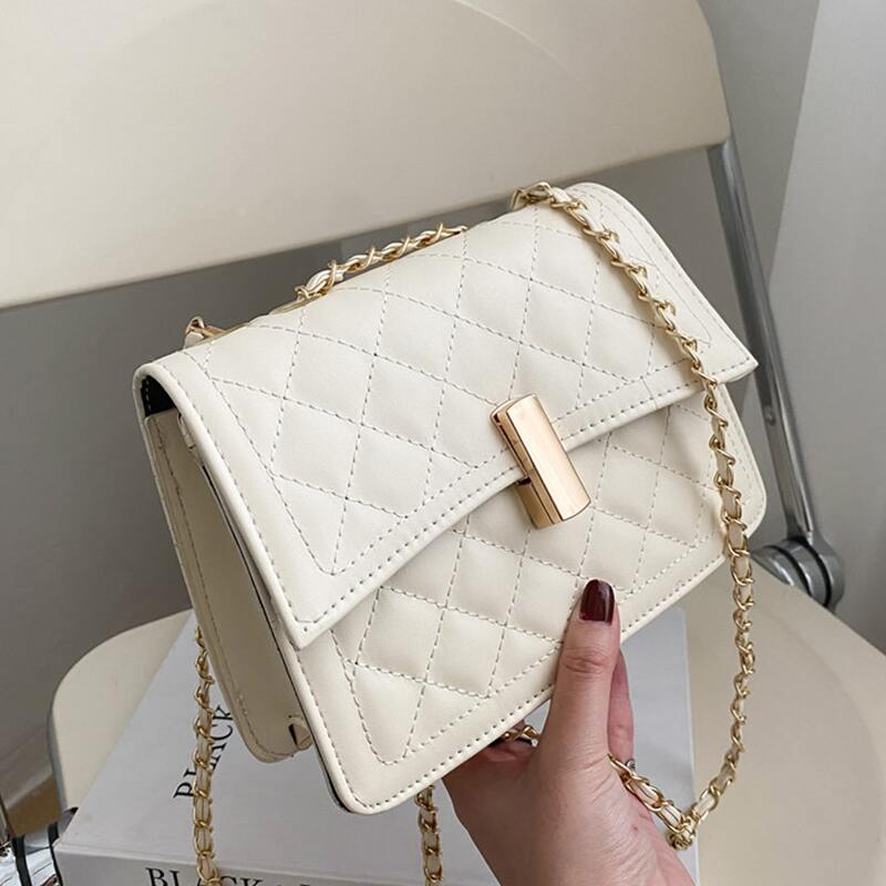 

Quilted Chain Shoulder Bag, Beige