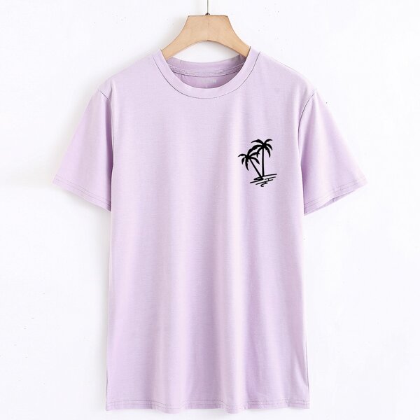 

Palm Tree Print Tee, Violet purple
