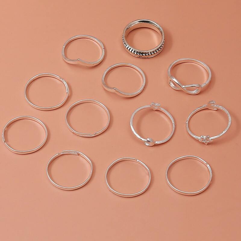 

12pcs Minimalist Ring, Antique silver