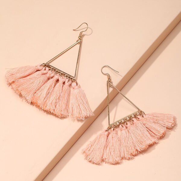 

Tassel Drop Earrings, Pink