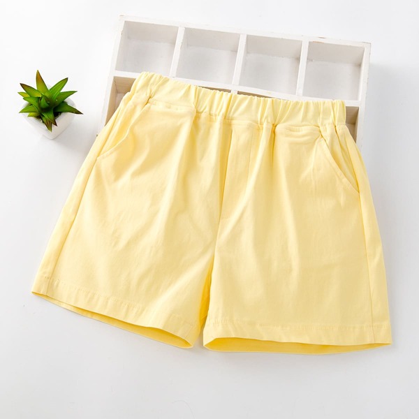 

Girls Solid Wide Leg Shorts, Yellow