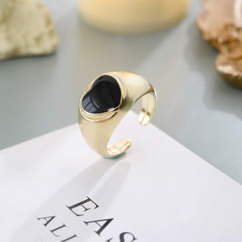 

Heart Cuff Ring, Black