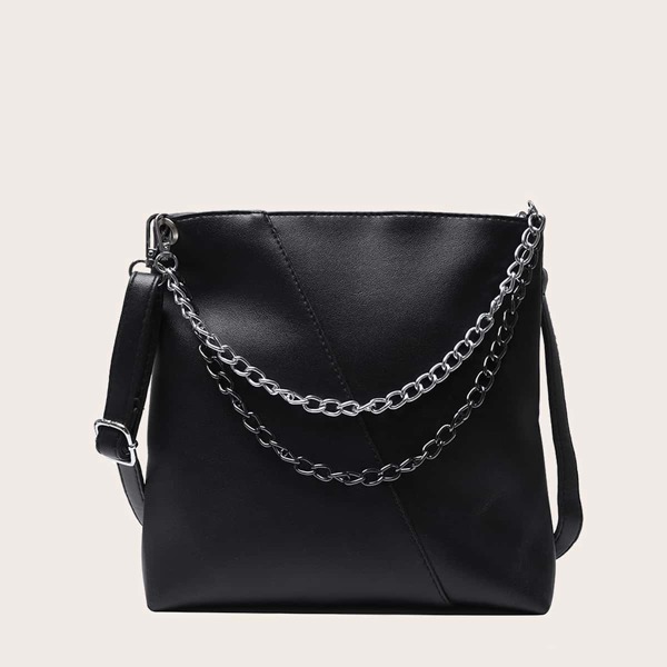 

Chain Decor Shoulder Bag, Black